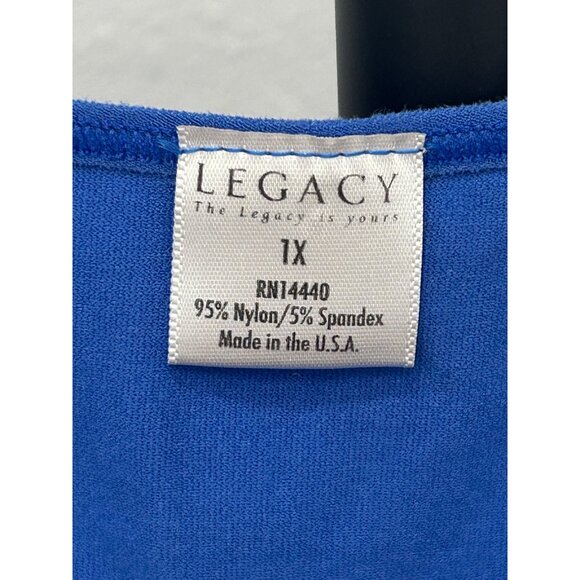 Legacy Womens Blue Ruched Plus Size Tank Top Sz 1X - Picture 5 of 8